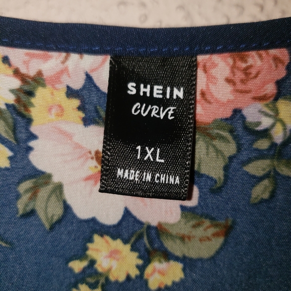 SHEIN Curve Romantic Boho Pink Roses Floral Ruffle Sleeve Maxi Dress 1X - Picture 11 of 16